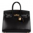 Hermes Birkin 25 Sellier Handmade Bag In Black Box Calfskin