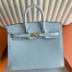Hermes Birkin 25 Sellier Handmade Bag in Blue Brume Epsom Calfskin