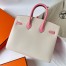 Hermes HSS Birkin 25 Sellier Bag in Craie and Rose Confetti Epsom Calfskin 