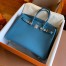Hermes Birkin 35 Retourne Handmade Bag in Blue Jean Clemence Leather 