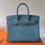 Hermes Birkin 35 Retourne Handmade Bag in Blue Jean Swift Leather