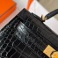 Hermes Kelly Mini II Sellier Handmade Bag in Black Matte Alligator Leather