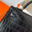 Hermes Kelly Mini II Sellier Handmade Bag in Black Matte Alligator Leather