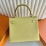 Hermes Kelly Retourne 25 Handmade Bag in Jaune Poussin Clemence Leather