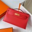 Hermes Kelly Pochette Handmade Bag In Rouge Piment Epsom Calfskin 