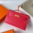 Hermes Kelly Pochette Handmade Bag In Rose Japour Epsom Calfskin 