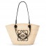 Loewe Medium Anagram Basket Bag in Iraca Palm and Black Calfskin 