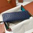 Loro Piana Extra Pocket Pouch L19 in Blue Ostrich-embossed Leather