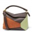 Loewe Puzzle Small Bag in Tan Suede and Chocolate Calfskin