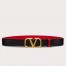 Valentino VLogo Reversible Belt 30mm in Black and Red Calfskin