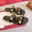 Valentino Roman Stud Flat Slides In Black Calfskin