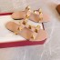 Valentino Roman Stud Flat Slides In Rose Cannelle Calfskin