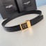 Saint Laurent LA 66 Buckle Belt 30MM in Black Croc-effect Leather